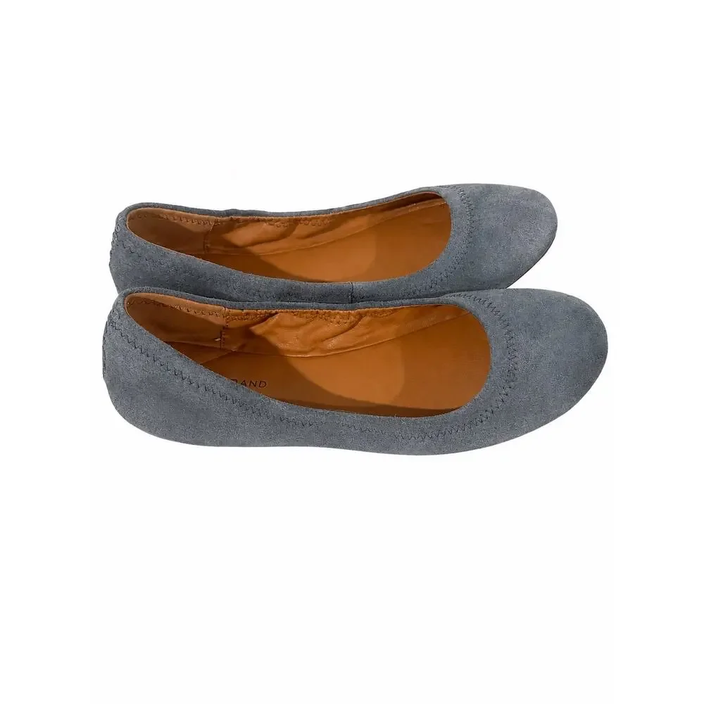 Lucky‎ Brand Emmie Ballet Flats Womens 9.5 Gray Faux Suede Balletcore Boho